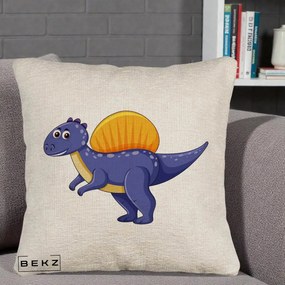 Perna Decorativa Spinozaur Kawaii, 40x40 cm, Bej Canapea, Husa Detasabila, Perna Inclusa, BEKZ®