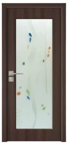 Usa Interior din MDF Novo Doors ND110, Cadru din Lemn Masiv, Geam Sablat, KIT COMPLET, Toc , Manere si balamale incluse (Culoare: Alb, Dimensiune: 80