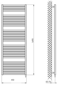 Radiator portprosop electric pentru baie Aqualine TONDI-E 600W/230V 169 cm negru mat