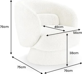 Fotoliu pivotant tesatura boucle alb BOSSA NOVA