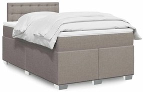 vidaXL Pat box spring cu saltea, taupe, 120x190 cm material textil