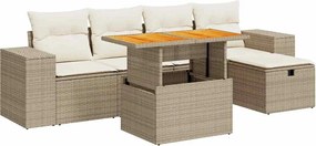 vidaXL Set canapele grădină cu perne 6 piese bej poliratan/lemn acacia
