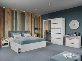 Set mobila dormitor Zeno Alb cu oglinda C19
