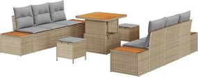 vidaXL Set de canapele pentru grădină cu pernă 9 pcs Bej Rattan poli