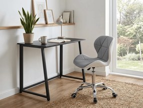 Set pentru birou ZARIMO masa 80x40 cm, negru + fotoliu AVOLA din piele ecologica, gri-alb