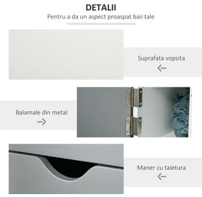 kleankin Dulap Coloană Baie cu 2 Rafturi și 2 Dulăpioare, Alb și Gri | Aosom Romania
