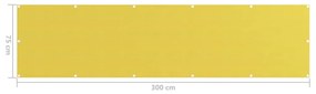 Paravan de balcon, galben, 75 x 300 cm, HDPE Galben, 75 x 300 cm