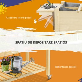 Outsunny Jardiniera din lemn pentru gradina, 123x54x74cm, maro | Aosom Romania