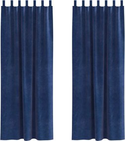 vidaXL Perdele opace 2 pcs Albastru închis 140 x 225 cm Catifea