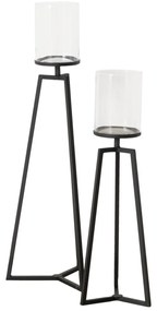 Suporturi de lumanari din sticla pe cadru metalic Cosa, 75-95 cm