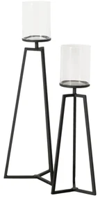 Suporturi de lumanari din sticla pe cadru metalic Cosa, 75-95 cm