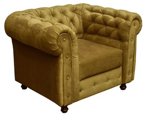 Fotoliu CHESTERFIELD cu arcuri, galben, 105x90x80 cm