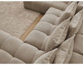 Colțar taupe extensibil/cu spațiu de depozitare cu tapițerie din chenille (cu colț pe partea stângă/în formă de "U") Everest – Bobochic Paris