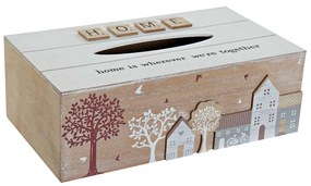 Cutie pentru servetele Home cu aspect de lemn natur 25x14x9 cm