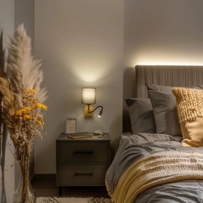 Lampă LED de perete Brilagi NUBILA WOOD 1xE27/25W/230V + LED/3W stejar/antracit