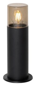 Lampă de exterior de podea neagră cu abajur fumuriu 30 cm IP44 - Odense