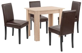 Set de masă Leon 4+1, stejar Sonoma-maro