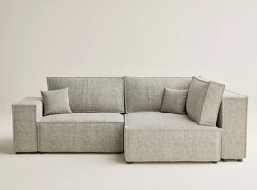 Colțar bej extensibil/cu spațiu de depozitare cu tapițerie din chenille (cu colț pe partea dreaptă/în formă de ”L”) Tonga – Maison de Rêve