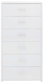 Servanta cu 6 sertare, alb extralucios, 50 x 34 x 96 cm, PAL 1, Alb foarte lucios