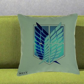 Perna Personalizata Attack on Titan Wings of Freedom, 40x40 cm, Verde, Husa Detasabila, Perna Inclusa, BEKZ®