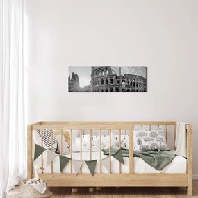 Tablou - Colosseum din Roma, alb-negru (cu ceas) (90x30 cm)