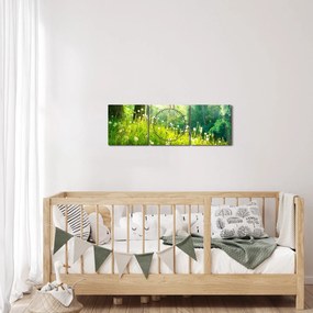 Tablou - Pajiște magică plină de păpădii (cu ceas) (90x30 cm)
