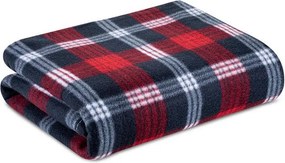 JAHU Pătură fleece CAROURI vinului 150 x 200 cm