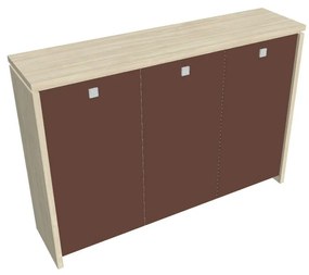 Dulap mediu pentru haine Verno 188 x 46 x 130 cm, uși de sticlă, salcâm / maro
