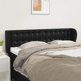 vidaXL Tăblie de pat cu aripioare negru 147x23x78/88cm piele ecologică