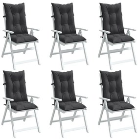 Perne scaun cu spătar înalt, 6 buc. antracit 120x50x7 cm textil