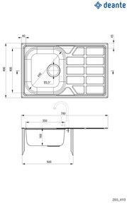 Chiuvetă din inox, 1-cuvă cu picurător, Soul, ZEO_3113