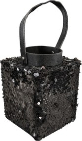 Lampa cu sclipici LOFTY GLAM 27 cm, neagra