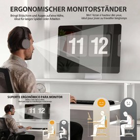 HOMCOM Birou în Formă de L cu Prize de Curent, Sertar și Suport pentru Monitor, 138,5x90x92 cm, Alb | Aosom Romania