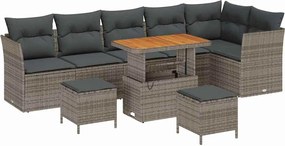 vidaXL Set de canapele pentru grădină 9 pcs Gri poliratan