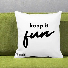 Perna Decorativa Keep It Fun, 40x40 cm, Alba Mata, Husa Detasabila, Perna Inclusa, BEKZ®