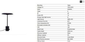 Veioza/Lampa de masa design modern HOSHI negru