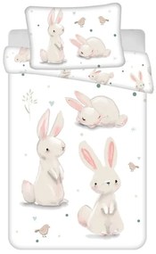 Lenjerie de pat din bumbac pentru patut BUNNIES albă Dimensiune lenjerie de pat: 40 x 60 cm | 100 x 135 cm
