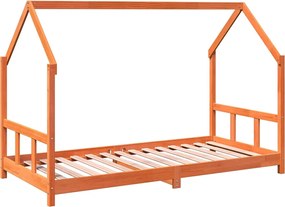 vidaXL Cadru pat de copii, maro ceruit, 90x190 cm, lemn masiv de pin
