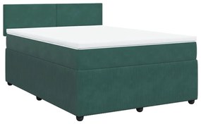 3287731 vidaXL Pat box spring cu saltea, verde închis, 140x190 cm, catifea