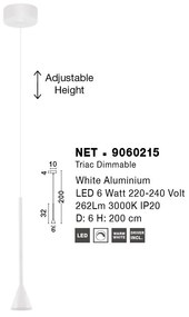 Pendul LED design minimalist NET alb