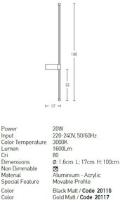 Aplica LED de perete design modern Heim negru