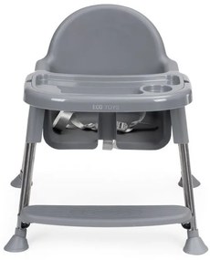 Scaun de hrănire 2 în 1 cu tavă și centuri gri