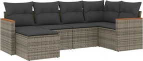 vidaXL Set mobilier grădină cu perne, 6 piese, gri, poliratan