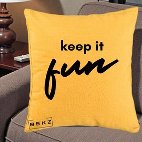 Perna Decorativa Keep It Fun, 40x40 cm, Galben, Husa Detasabila, Perna Inclusa, BEKZ®