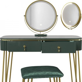Masuta machiaj cu Oglinda LED si 2 Sertare pentru Cosmetice, Set Masa toaleta 100 cm, masuta cosmetica, vanity - SEV203
