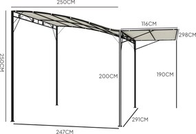 Outsunny Pavilion cu extensie de acoperiș pliabil, rezistent la intemperii 3 x 2,5 m Alb-crem | Aosom Romania