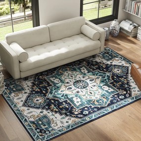 HOMCOM Covor Boho Antiderapant și Lavabil cu Fir Scurt 230x160cm Multicolor | Aosom Romania
