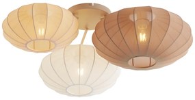 Japandi plafondlamp wit met beige en bruin 3-lichts - Multi Bida