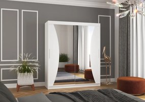 Dulap cu usi glisante si oglinda 180x215 cm, Charlotte, ADRK Furniture (Culoare: Ciocolata)