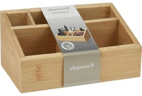 Organizator de machiaj din bambus, 7 compartimente, 17 x 10 x 8 cm